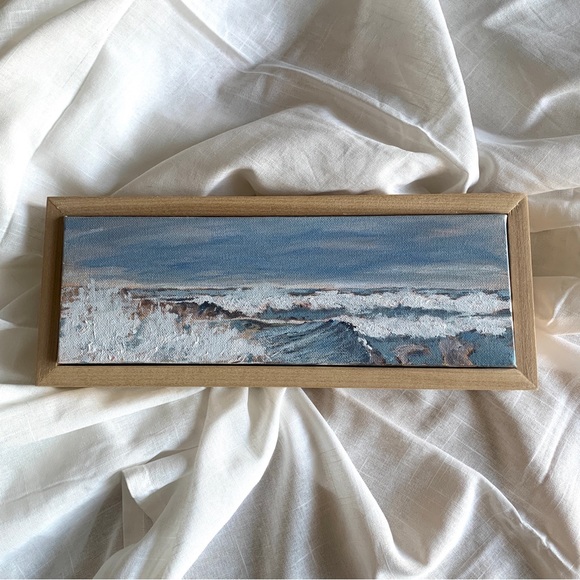 Original Artwork by Artist Susan Kelly “ Wild and Wintery Lake Huron “ 4” x 12” - Picture 1 of 6